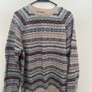 J. Crew Beige and Multicolor Knit Sweater
